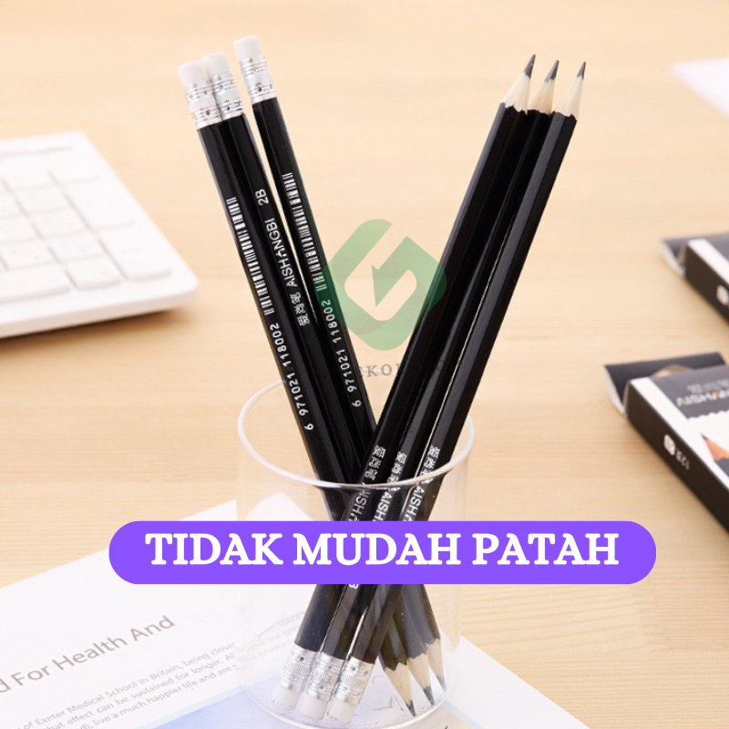 

Pensil Ujian 2B Exam / Pensil Alat Tulis Grade ISI 12PCS Bonus Serutan