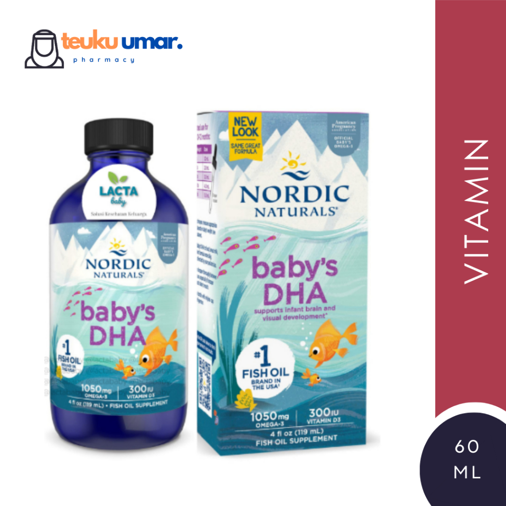 [Vitamin Bayi] Nordic Naturals Baby's DHA | 60 ml | 1050 Omega 3 | Vitamin D3 | Minyak Ikan Untuk Ba