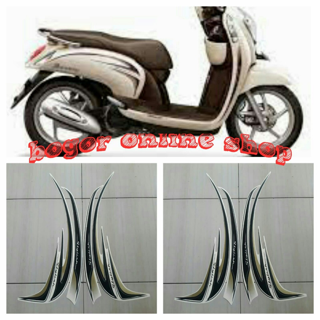 stiker motor striping scoopy stylish 2015 cream