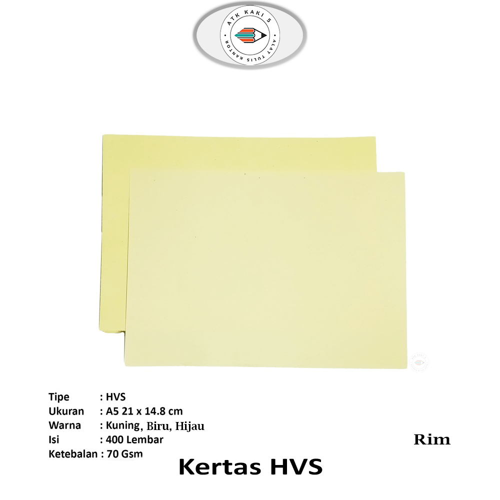 

ATKKAKI5 - Kertas HVS A5 70 Warna 400 Lembar - Pack