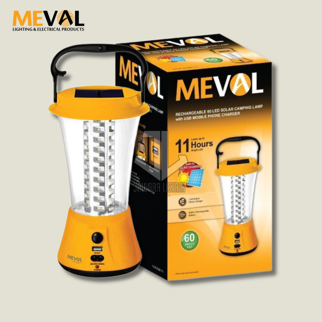 MEVAL MC2-60A LAMPU CAMPING EMERGENCY RECHARGEABLE 60 LED SOLAR