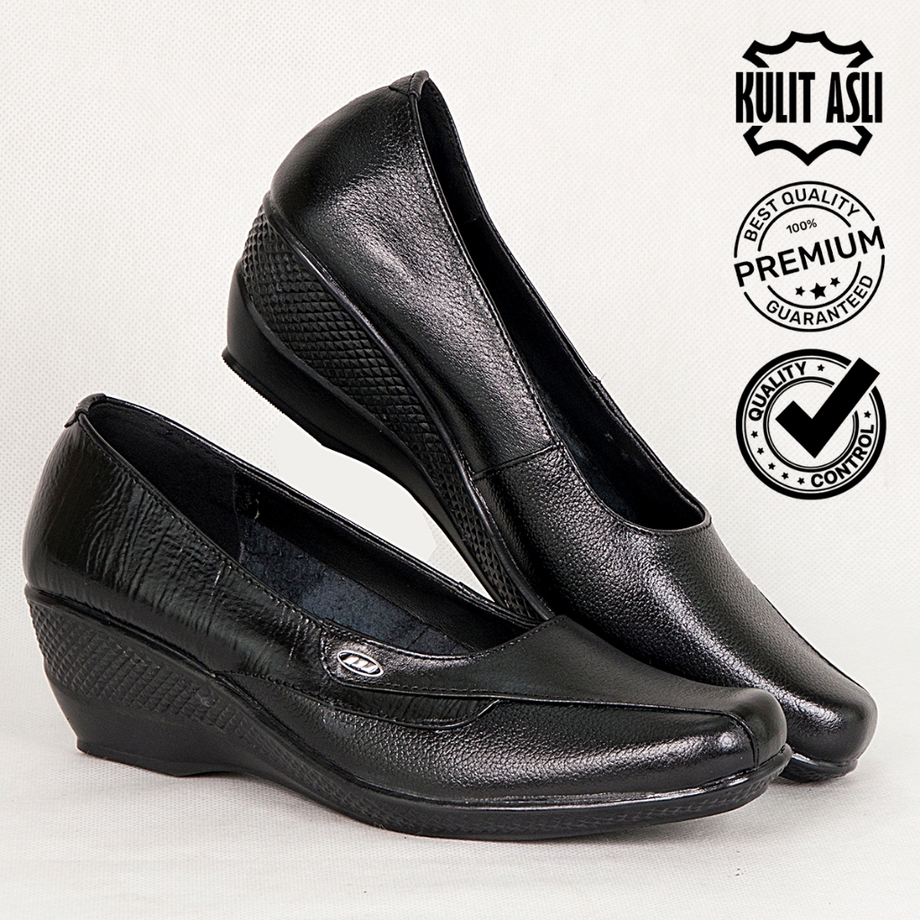 Sepatu formal wanita high heels kulit asli hitam/ Pantofel high heels PDH dinas kerja kantor JUP 122