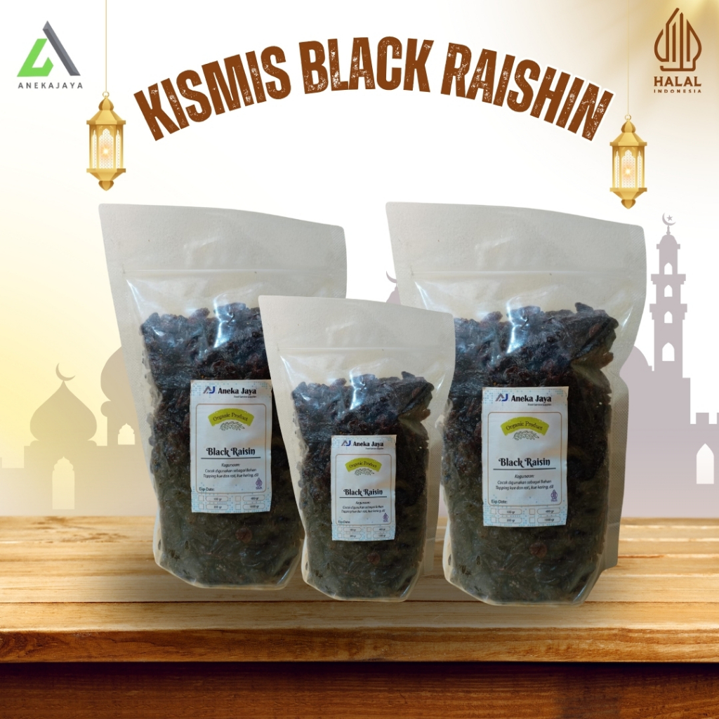 

Kismis Hitam / Black Raisin 400 gram import India Halal Premium