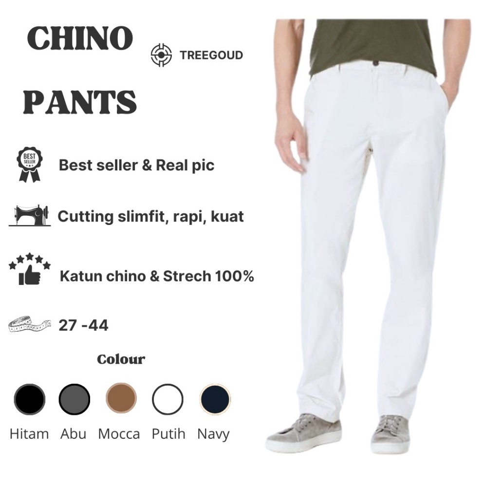 JFU131 KODE 77 TREEGOUD CELANA CHINOS PANJANG PRIA CELANA PUTIH PRIA PANJANG CELANA CHINO PUTIH PANJ