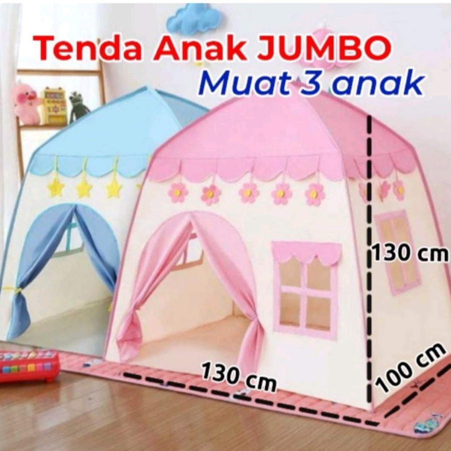 TENDA MAINAN ANAK PEREMPUAN TENDA MODEL RUMAH WARNA PINK DAN BIRU