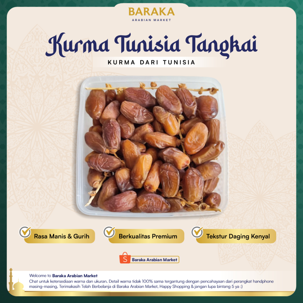 

Kurma Tunisia Tunis Tangkai 250gr 500gr 1kg Premium Asli Manis Buah Besar Original Legit Baraka Arabian Market