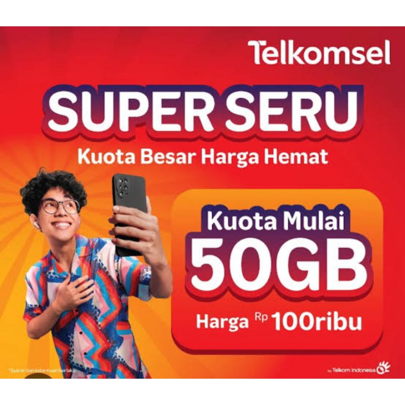 KUOTA TELKOMSEL SUPER SERU 28HARI /  DATA TELKOSMEL SUPER SERU 25GB 50 GB 80GB 125 GB
