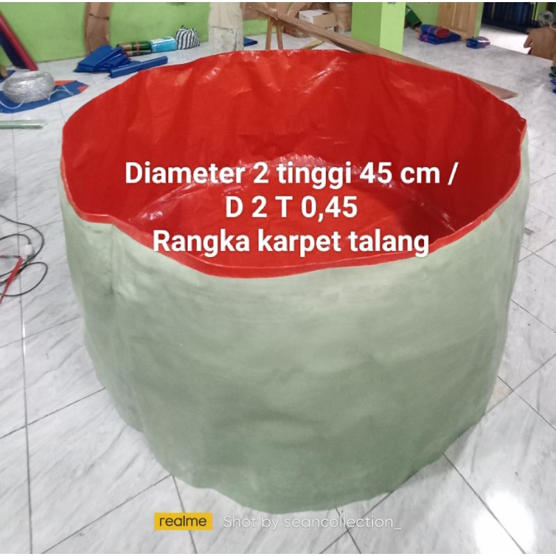 Kolam Terpal Bulat tanpa rangka Diameter 2 Tinggi 45 CM