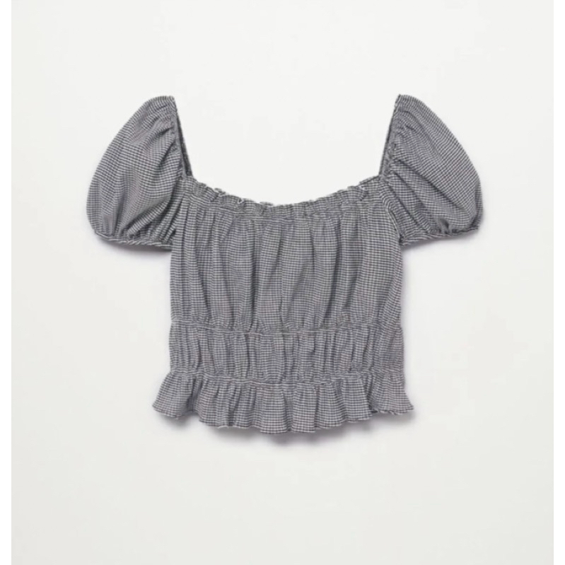 (PRELOVED) Mango Black Patterned Ruffle Top