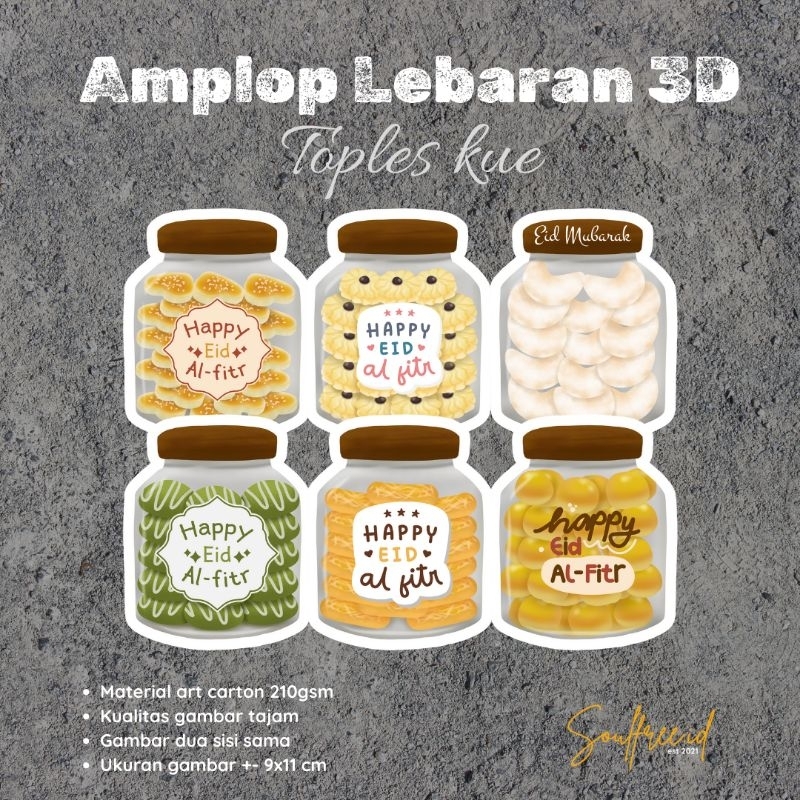 

amplop lebaran 3D(12pcs)/amplop lebaran lucu/amplop toples kue