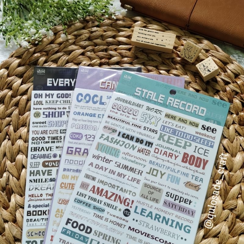 

[QC 02] Share 1 lembar English Word Sticker Vintage Dekorasi Scrapbook Junk Journal Bujo Aesthetic