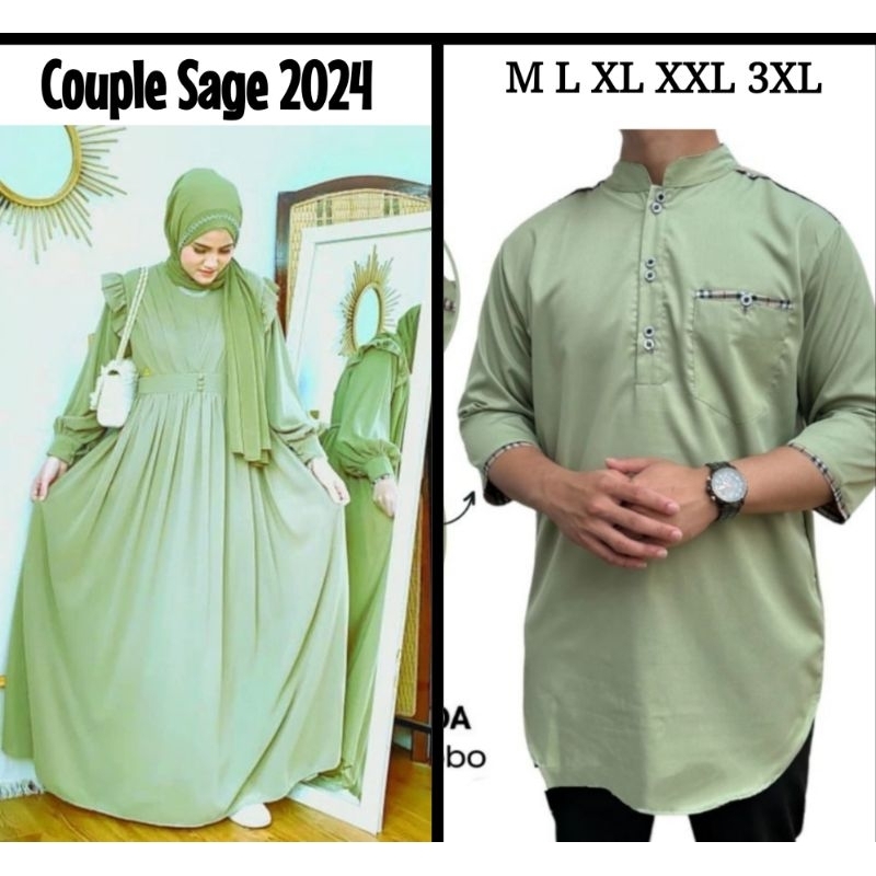 SABIHA COUPLE / GAMIS DRESS BAJU KEMEJA KOKO KURTA LEBARAN COUPLE PASANGAN AYAH IBU SUAMI ISTRI JUMB