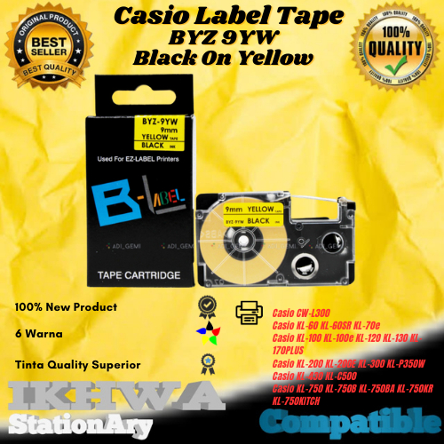 

Zx Compatible Label Tape Casio Byz 9Yw Black On Yellow