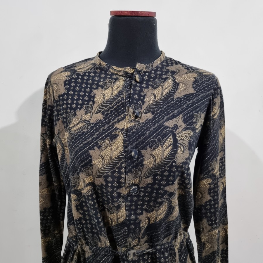 Baju Blus Atasan Wanita Murah Hitam Motif Batik Ukuran XL Baju Lebaran Baju Kerja