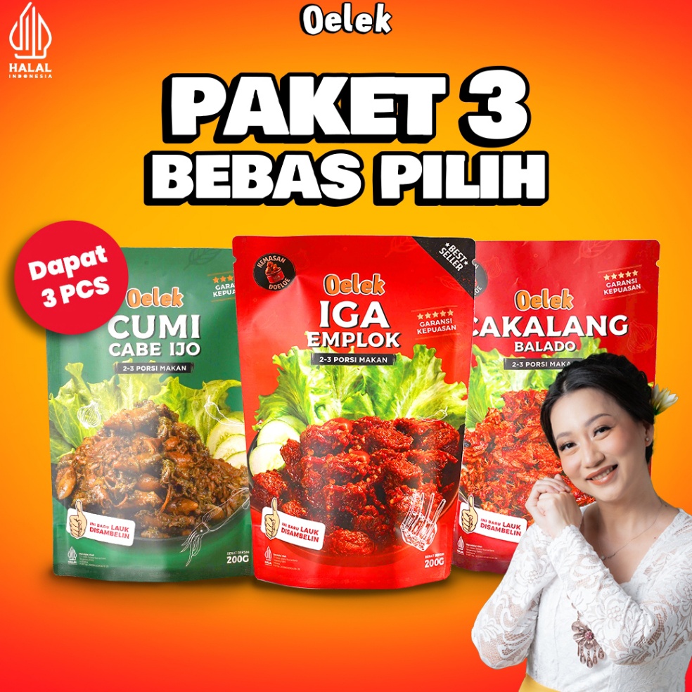 

UFI959 Jangan Sampai Kehabisan Oelek Paket 3 Lauk Bebas Pilih Iga Emplok Cakalang Balado Cumi Cabe Ijo Ayam Kecombrang LaukSiapSaji