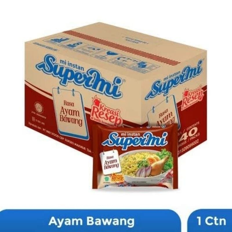 

Supermie Ayam Bawang 1 Dus 40pcs/Mie Instan/Masakan Ibu dirumah