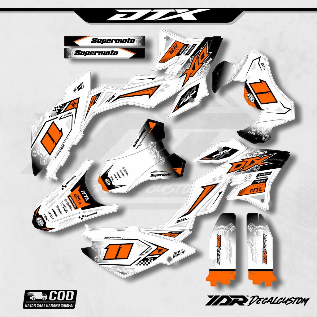 DECAL DTRACKER PUTIH SIMPEL ELEGAN BISA CUSTOM DESAIN MANA NOMOR DAN WARNA