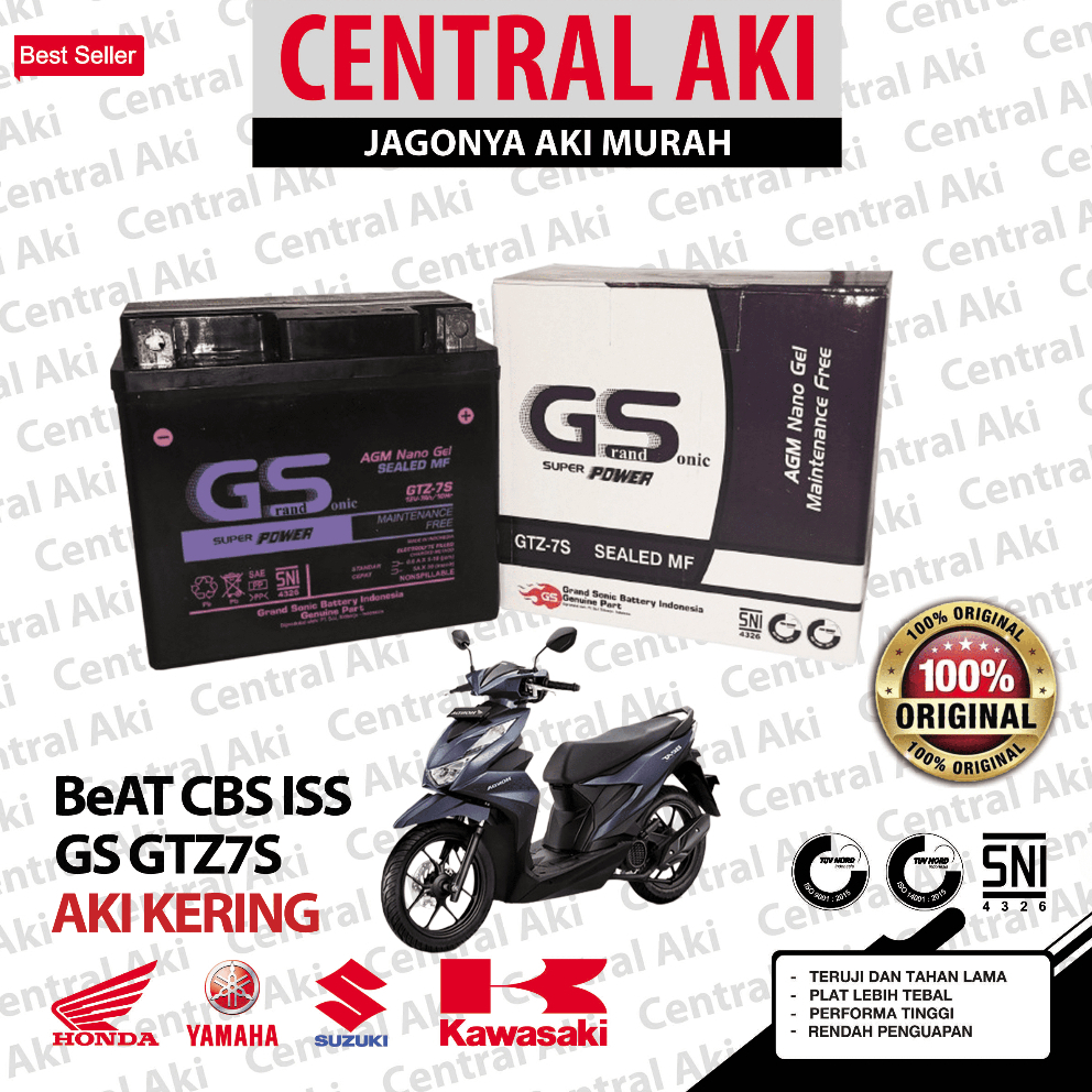 Aki Motor Honda BeAT CBS ISS GTZ7S Accu Kering MF