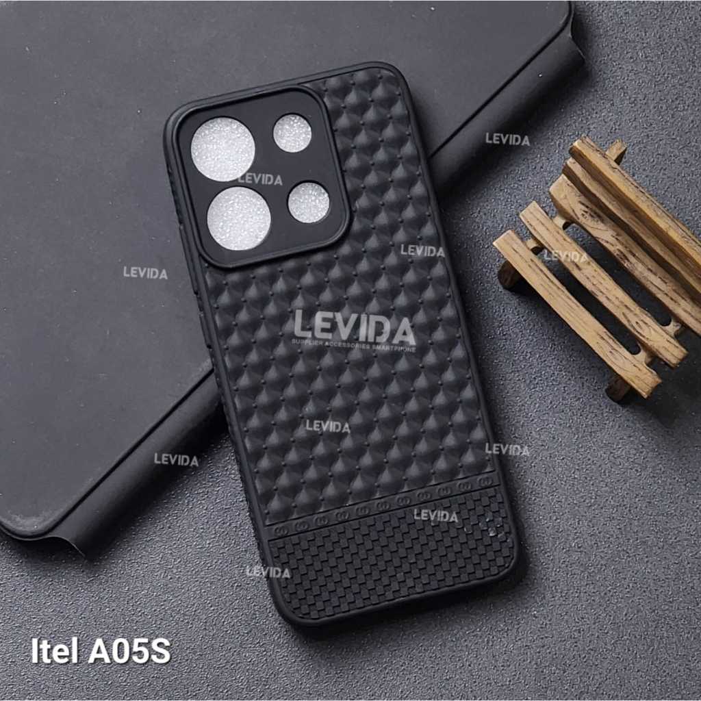 Case Itel A05s Itel A70 Case Macaron Black 3D Woven Case Itel A05s Itel A70