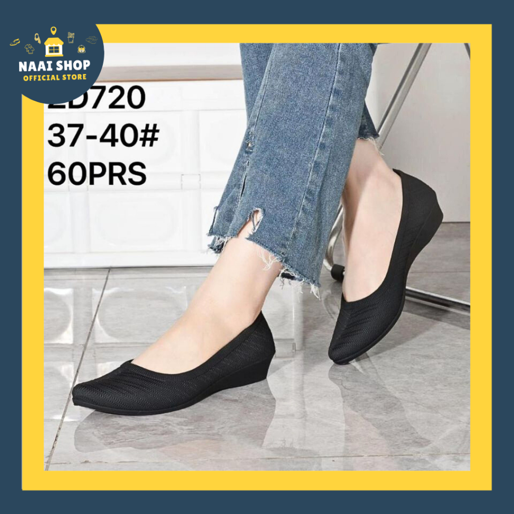 Sepatu Wanita Motif Kekinian Size 36-40 Tinggi Hak Sedang -+ 3 CM Wedges Shoes Import Premium Selop 