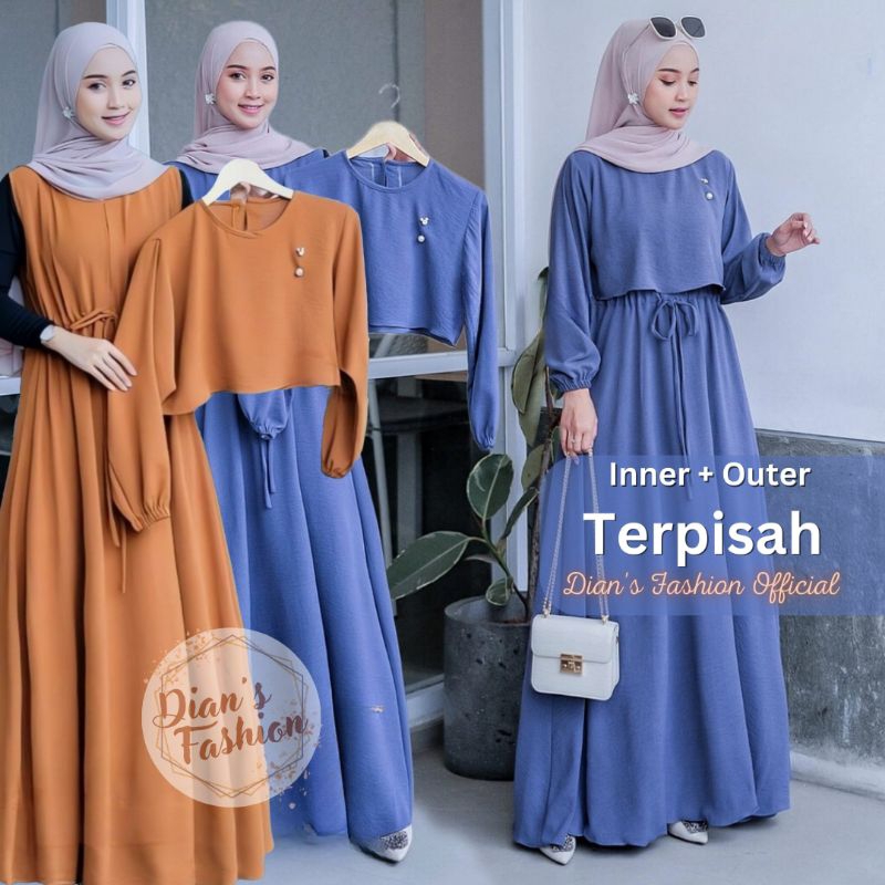 Dress 2in 1 Nafisa Gamis Outer dan inner Bisa Lepas Pasang
