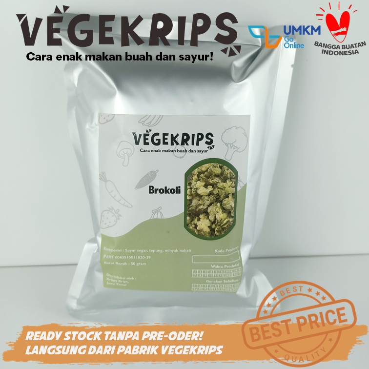 

Keripik Brokoli 50 Gr Aluminium Foil VEGEKRIPS