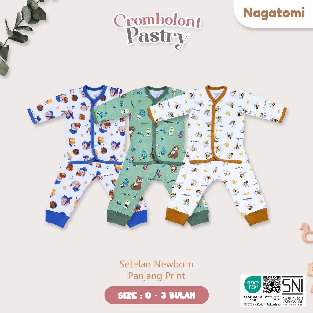 NAGATOMI - Setelan Bayi Lengan Panjang Cromboloni Pastry