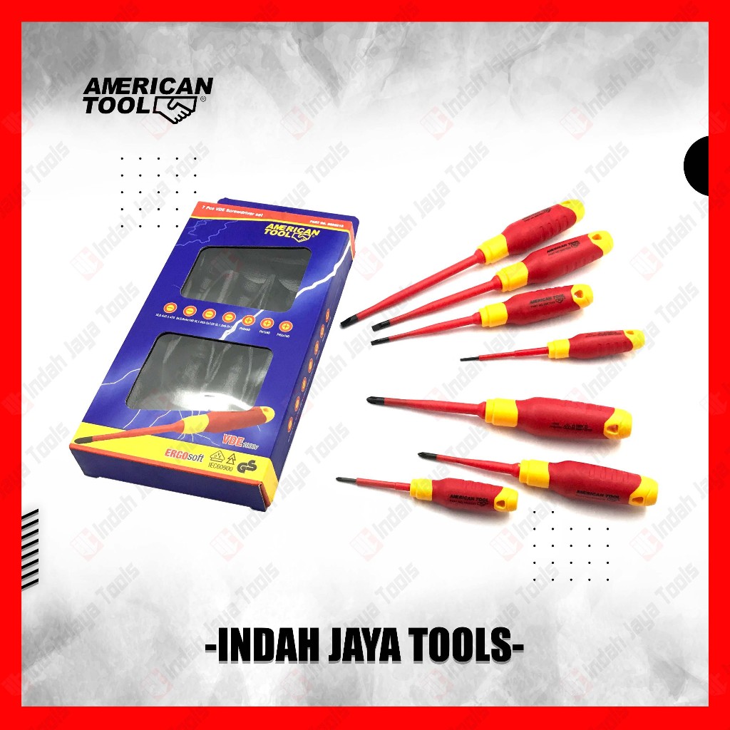 AMERICAN TOOL Obeng Listrik Set 7 Pcs VDE 1000V Insulated Screwdriver