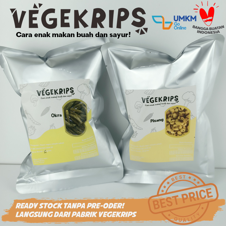 Keripik Okra 25 Gr FREE Pisang Manis 50 Gr VEGEKRIPS