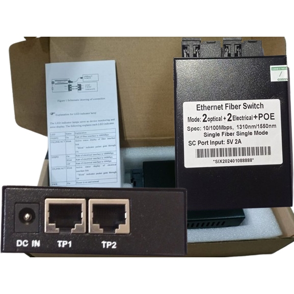 Converter 2 FO 2 LAN POE Switch Fiber Optic HTB 2 SC 10/100 Mbps
