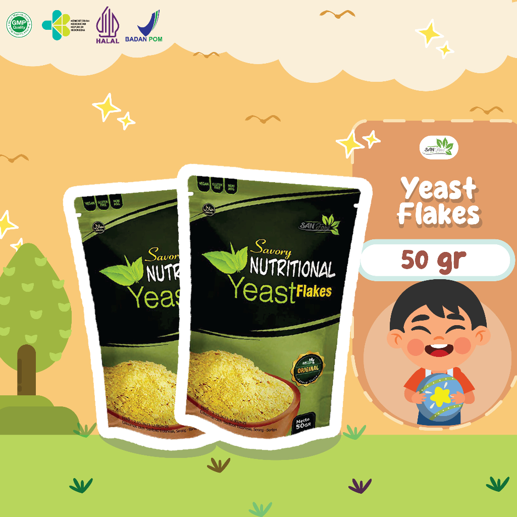 

SANFOOD BRILIAN Savory Nutritional Yeast Flake Gurih Penyedap Rasa 50gr Nutritional Yeast