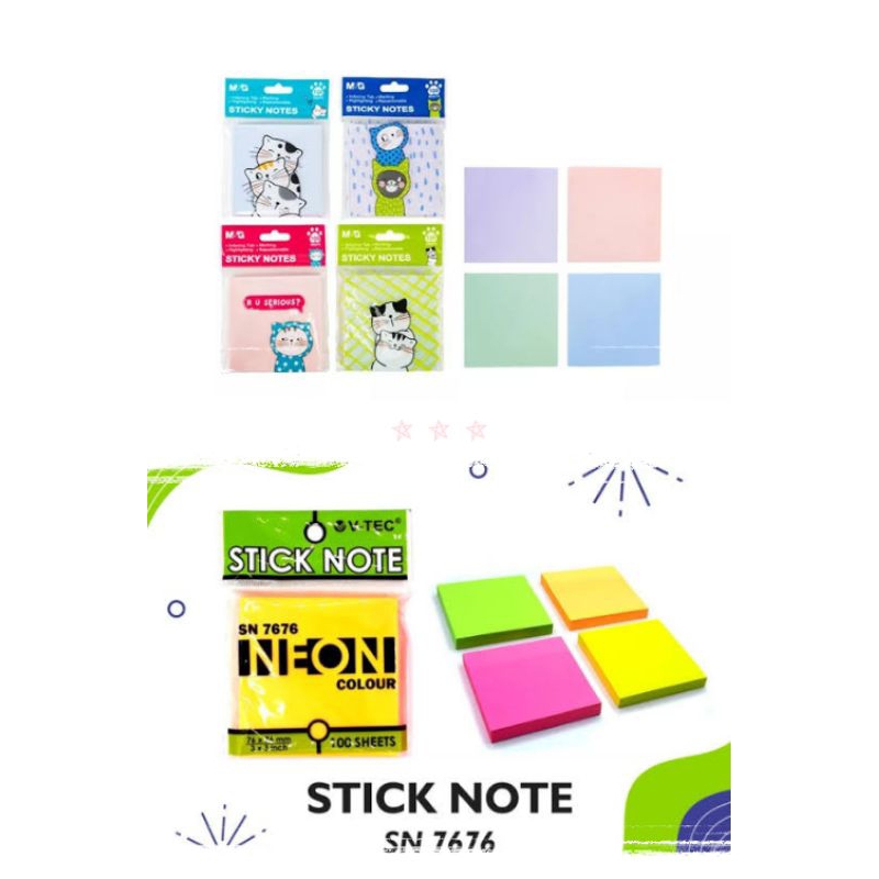 

STICKY NOTES NEON PASTEL KERTAS LEM MEMO TEMPEL