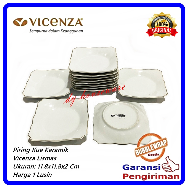 Piring Kue Keramik Lismas Piring Lepek Segi Putih Lismas Vicenza ASLI (Harga 1 Lsn)