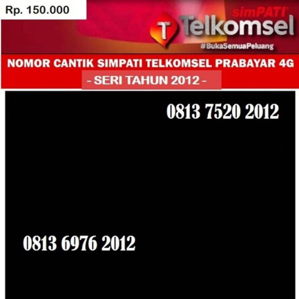 Nomor cantik Simpati Telkomsel Prabayar 4G Kartu perdana tahun 2012