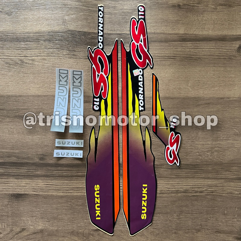 striping suzuki tornado gs 110 hitam ungu sticker stiker stripping list body Tornado TORNADO terlari