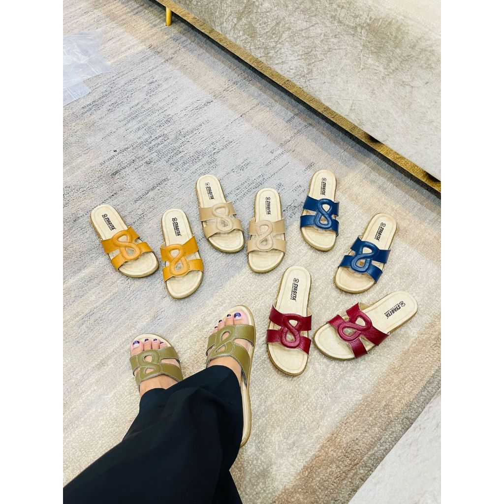 SANDAL KULIT WANITA MODEL BTN PRM - TOK SYAGITA KULIT ASLI GARUT