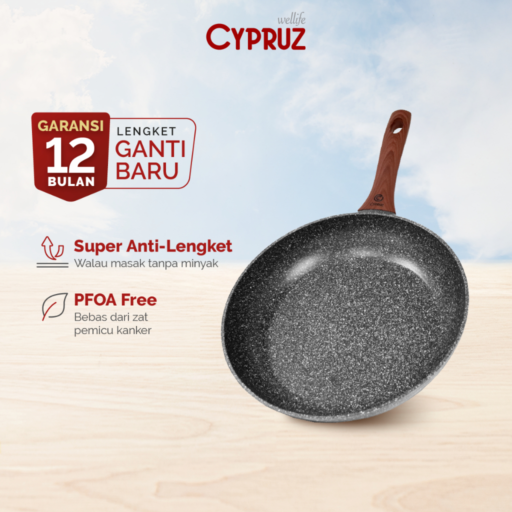 Cypruz Wajan Penggorengan Anti Lengket Fry Pan Marble Induksi 26cm