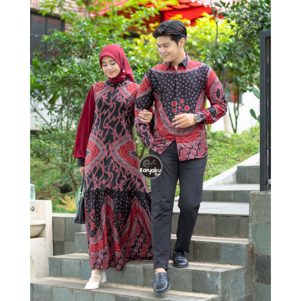 COUPLE GAMIS BATIK MODERN GAMIS BATIK KATUN GAMIS BATIK KOMBINASI KEMEJA BATIK