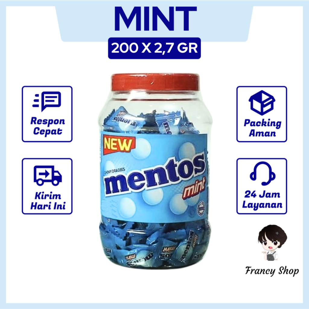 

Permen Mentos Mint Toples isi 200 x 2.7 gr