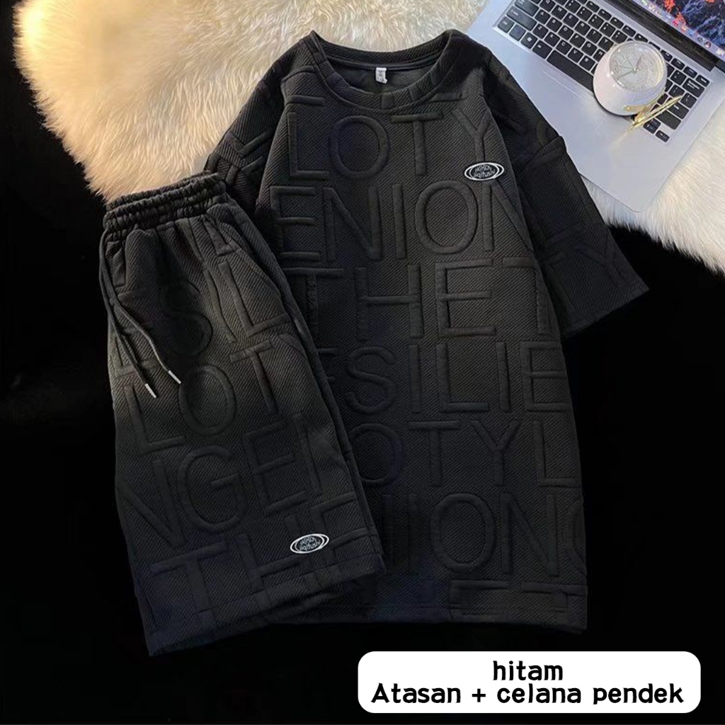 Best Sale Baju Setelan Pria Fashion Outfit Set Pria Outfit Pria Cowok Keren Kaos Oversize Premium