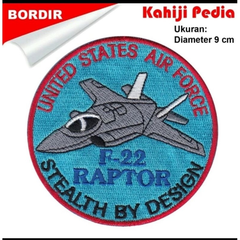 Patch logo bordir F-22 Raptor
