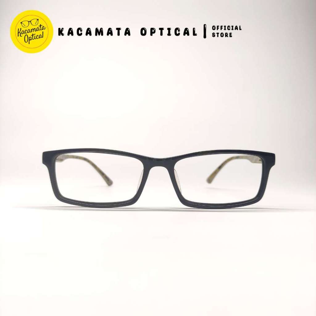 KACAMATA OPTICAL - Frame KMO6046 Kotak Hitam Hijau Plastik Lentur
