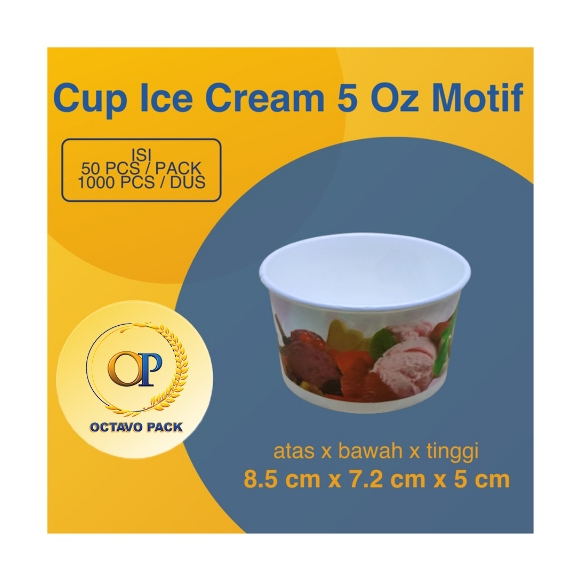 Paper Ice Cream Cup 5 Oz Cold Motif Dpe / Gelas Kertas Es Krim Cetak