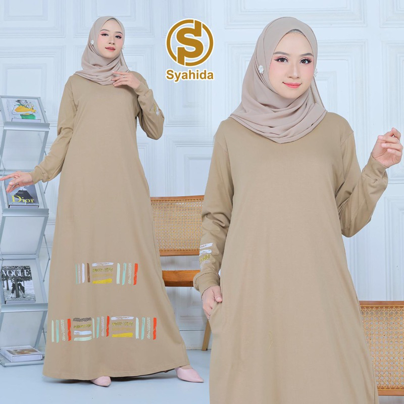 NEW Collection Syahida Busana - Gamis Hannachi Polos Sablon