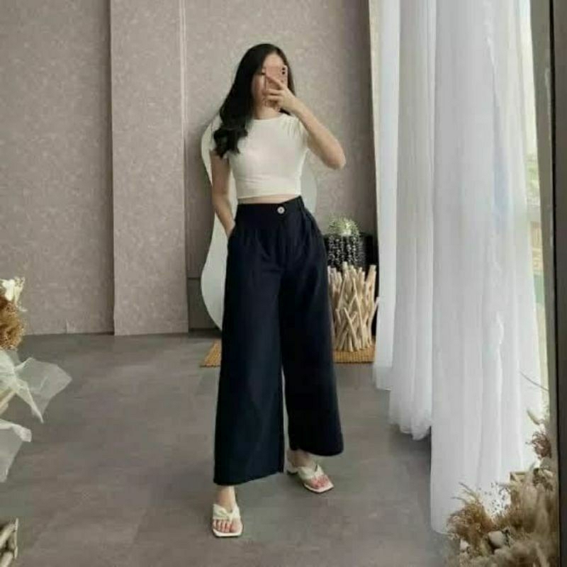 CELANA KULOT MOTIF KANCING SATU DEPAN
