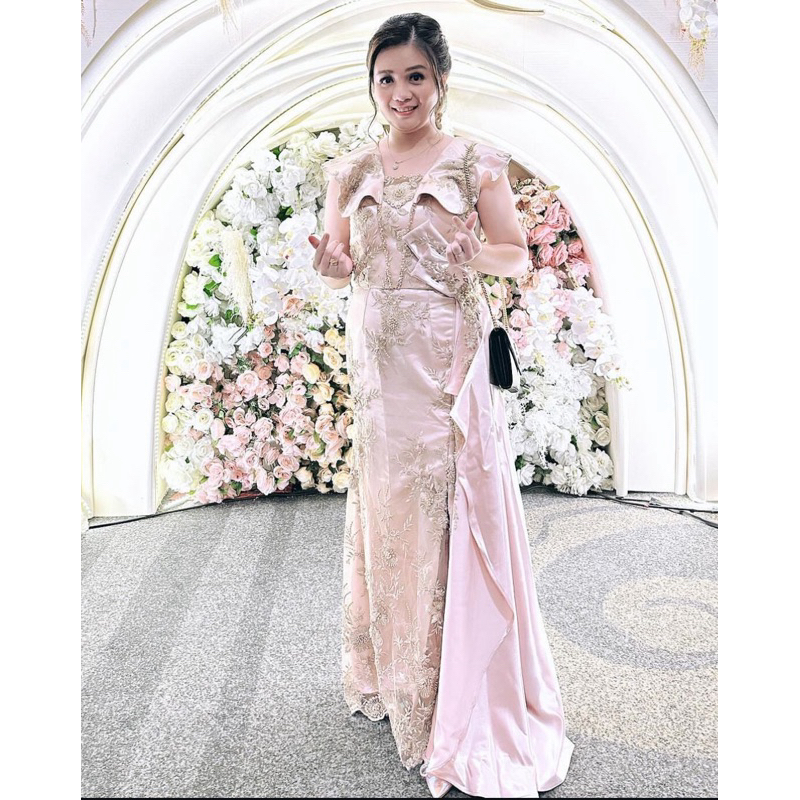 Gaun Pesta Preloved Rose Gold Champagne