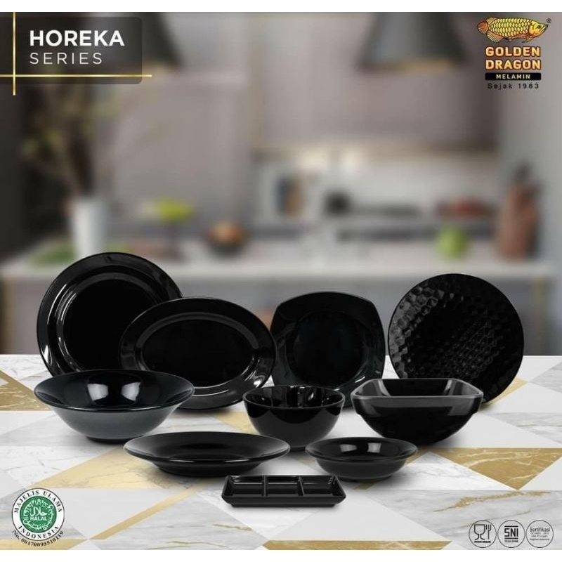 3 PCS Piring Lontong Horeka 9 Inci(P6209)Piring MelaminPiring Makan Golden Dragon