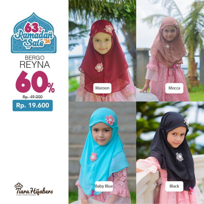 Bergo Reyna Kids By Tiara Hijabers Original