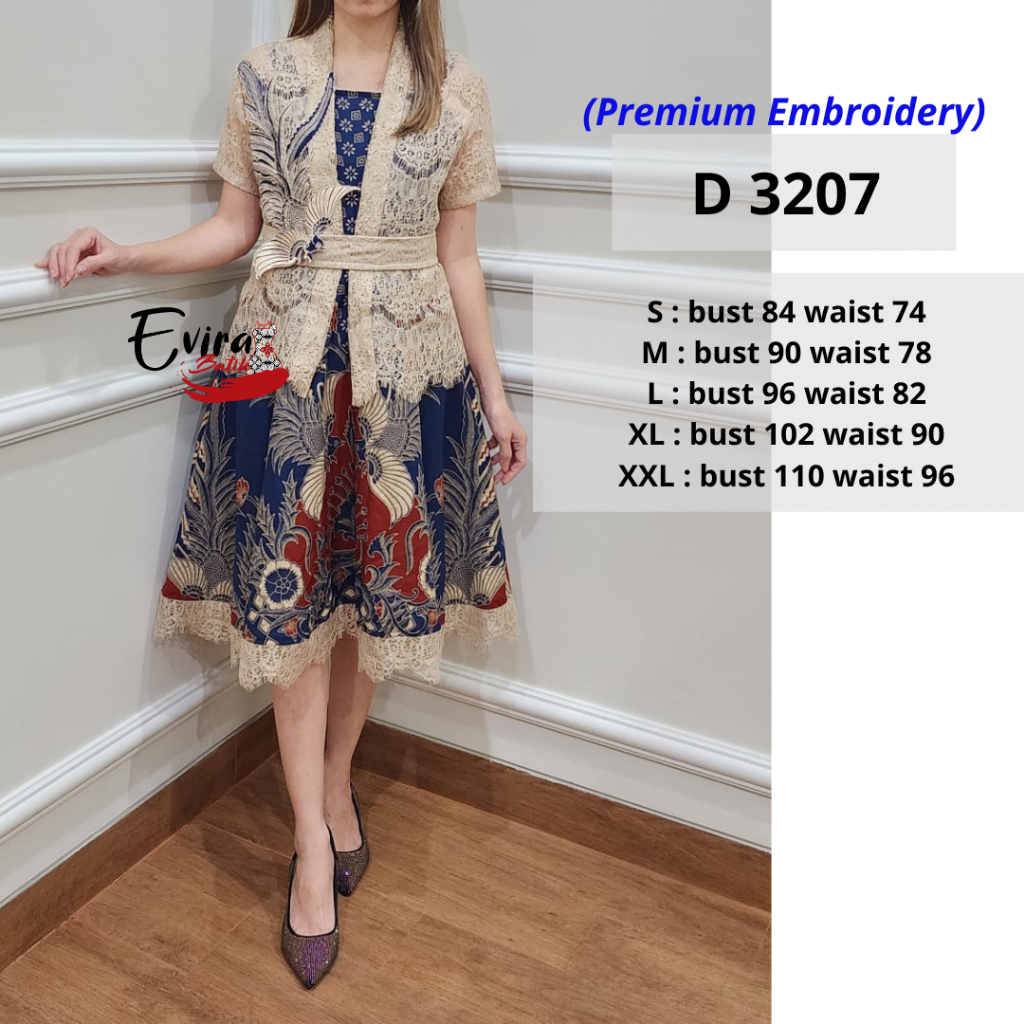 Dress Batik Wanita Modern D 3207 / Dress Pesta / Dress Batik Bordir / Dress Wanita Kondangan / Batik