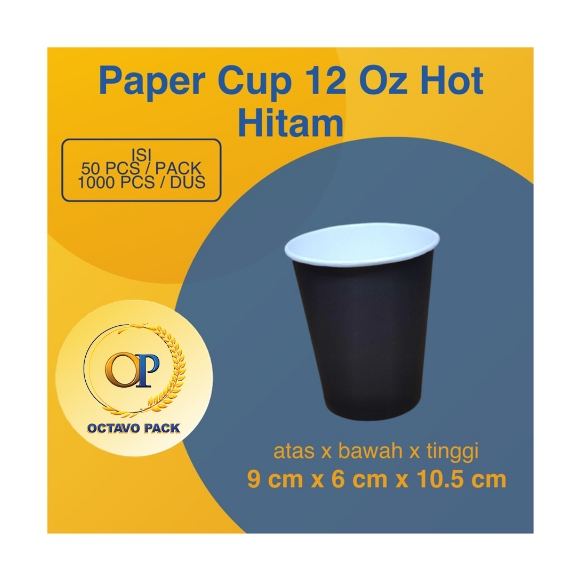 Paper Cup 12 Oz Hot Hitam / Gelas Kertas Minuman Panas 12 Oz Warna / Cup Coffee